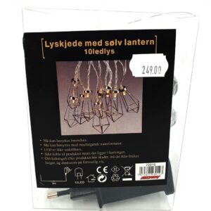 Lyskjede med sølv lanterner 10 lys