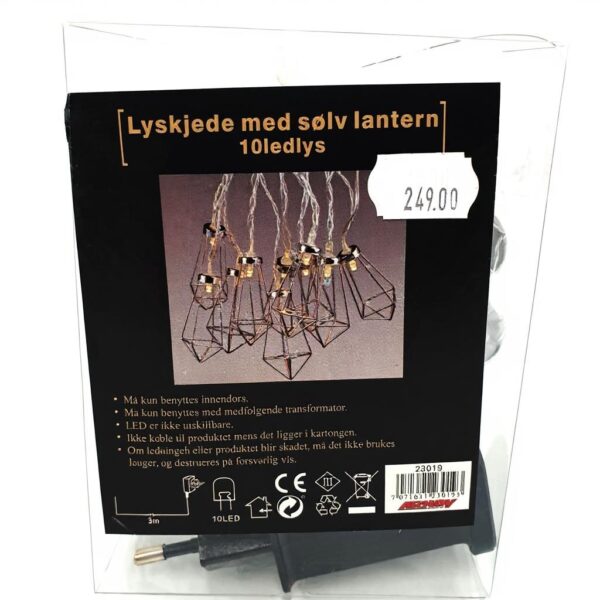 Lyskjede med sølv lanterner 10 lys
