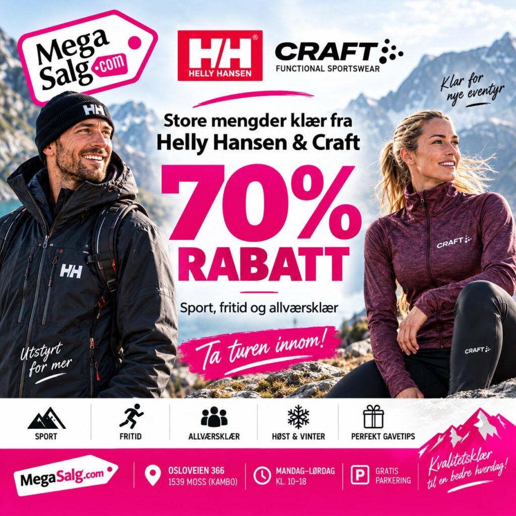 Store mengder klær fra Helly Hansen & Craft