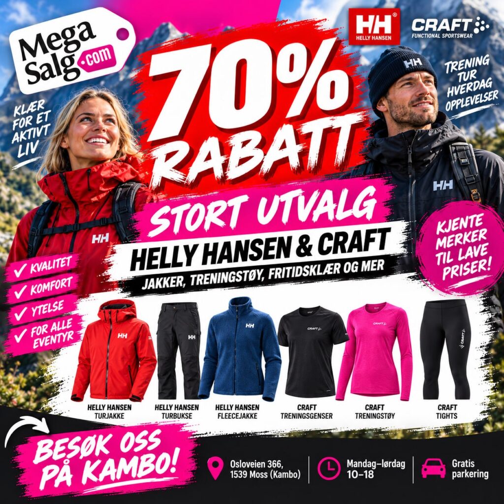 70% rabatt – stort utvalg